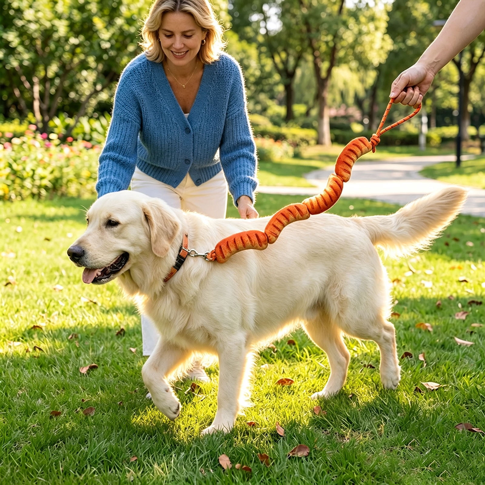 Dog Leash Toy Squeaky Sausage Bread Shape 2-in-1 Interactive Dog Toy for Walking and Chewing, Squeaky Dog Leash with Adjustable 125-140cm Nylon Material, Dog Walking Leash for Small Medium Dogs, Dog