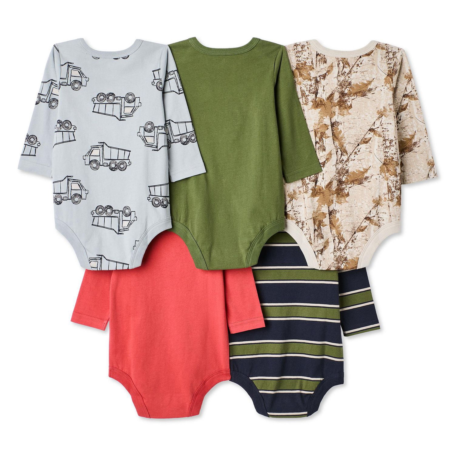 Lot de 5 cache-couches à manches longues George pour bébés garçons