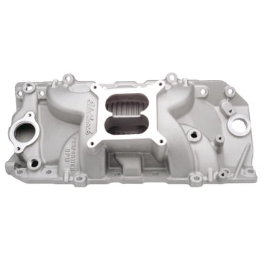 Edelbrock Intake Manifold 7161 Performer RPM; 1500-6500 RPM Range; Dual-Plane/Oval Port; 4-Barrel Square-Bore Carburetor; Aluminum; Natural