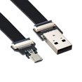 thumbnail image 2 of Cablecc USB 2.0 Type-A Male to Micro USB 5Pin Male Data Flat Slim FPC Cable for FPV & Disk & Phone 50cm, 2 of 5