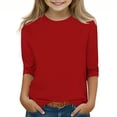 thumbnail image 1 of MeetoTime T-shirt Uni à Manches 3/4 et Col Rond pour Enfants, T-shirt pour Tout-Petits Garçons Filles 3-12 Ans, 1 of 5