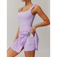 thumbnail image 4 of PISONIC Robe de Tennis et de Golf pour Femmes avec Soutien-Gorge Intégré, Short, Dos Nu, Encolure Carrée, Ourlet Plissé, Robes Athlétiques avec Poches, 4 of 7
