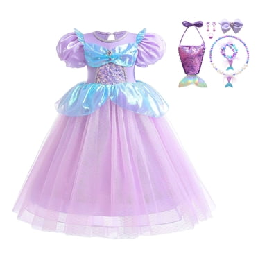 Girls Mermaid Princess Mesh Dress with Pearl Sequins - Perfect for Weddings, Birthdays, and Formal Events - Breathable and Comfortable Design - Available in Various Sizes