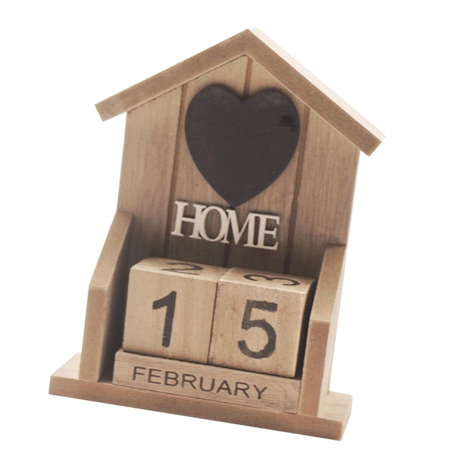 Rongfmy Desk Calendar Blocks DIY Wood Perpetual Calendar Desktop Accessory Brown Brown Triangle Top