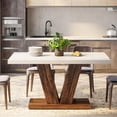 thumbnail image 4 of Tribesigns 47" Dining Table for 4, White Wood Kitchen Dinner Table for Dining Room, Brown, 4 of 5