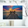 thumbnail image 1 of Wide Wooden Bridge into Distant Sun - Pier Seascape Canvas Art Print, 1 of 3