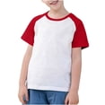 thumbnail image 2 of VKOYWKM T-Shirts pour Tout-Petits Garçons Filles à Blocs de Couleur Raglan Hauts Mignons Col Rond Manches Courtes T-Shirts Petites Filles Chemise de Rentrée, 2 of 9