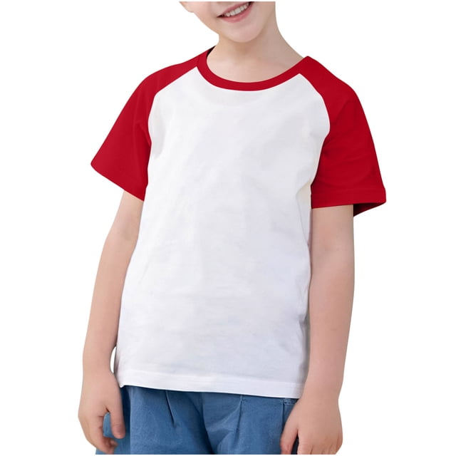 Timegard Girls Clothes Toddler Crew Neck Short Sleeve Comfy Cotton Block Color Tee Shirts Summer