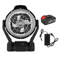 thumbnail image 1 of Graflsoa Ventilateur Industriel 21V à Double Alimentation avec Lumière LED, Batterie 4000mAh, Vitesse Réglable, Rotation à 120°, Portable pour Usage Intérieur/extérieur, Noir, Prise US, 1 Batterie et Chargeur Inclus, 1 of 6