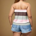 thumbnail image 3 of Posijego Women's Tube Tops Plus Size Going out Strapless Tank Top Striped Color Block Sleeveless Shirts, 3 of 6