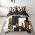 thumbnail image 2 of YST Orange Leopard Print Comforter Set With Sheets 7 Piece Queen Black Grey Abstract Geometric Bedding Set Safari Cheetah Grids Bed In A Bag For Kids Adults Wildlife Animal Check Bed Set, 2 of 5