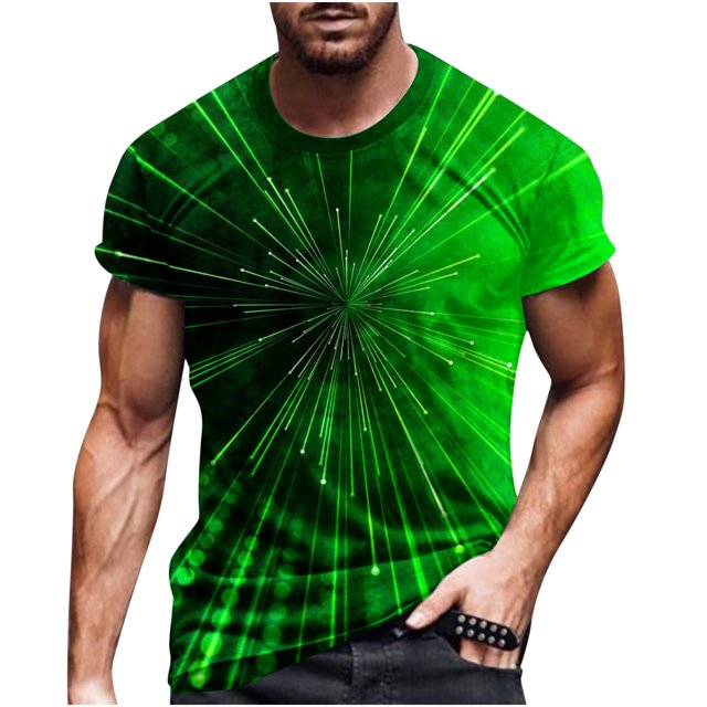 Meichang T-Shirt pour Homme Grande Taille, Coupe Ajustée, Muscle, Stylé, Amusant, à Rayures, Imprimé 3D, T-Shirt Décontracté à Col Rond, Chandail à Enfiler, Hauts Coupe Ample, Manches Courtes, Chandails Légers et Doux, Entraînement Sport, T-Shirts Tee, M-5TG
