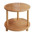 thumbnail image 1 of Beige Round Wood Side Table For Living Room Bedroom With Sturdy Structure And Double Layer Storage Compact Furniture Design 20.87X15.75X15.75 Inches Beige, 1 of 6