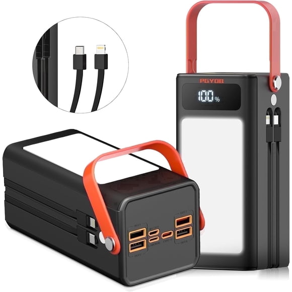 PGYOB Portable Chargeur Banque d'Alimentation 50000mAh, 120W Super Charge Rapide avec SOS Light&LED Display, Batterie de Secours pour Portable/iPhone/Android, pour Camping, Secours à Domicile, Voyages en VR, Alimentation d'Urgence