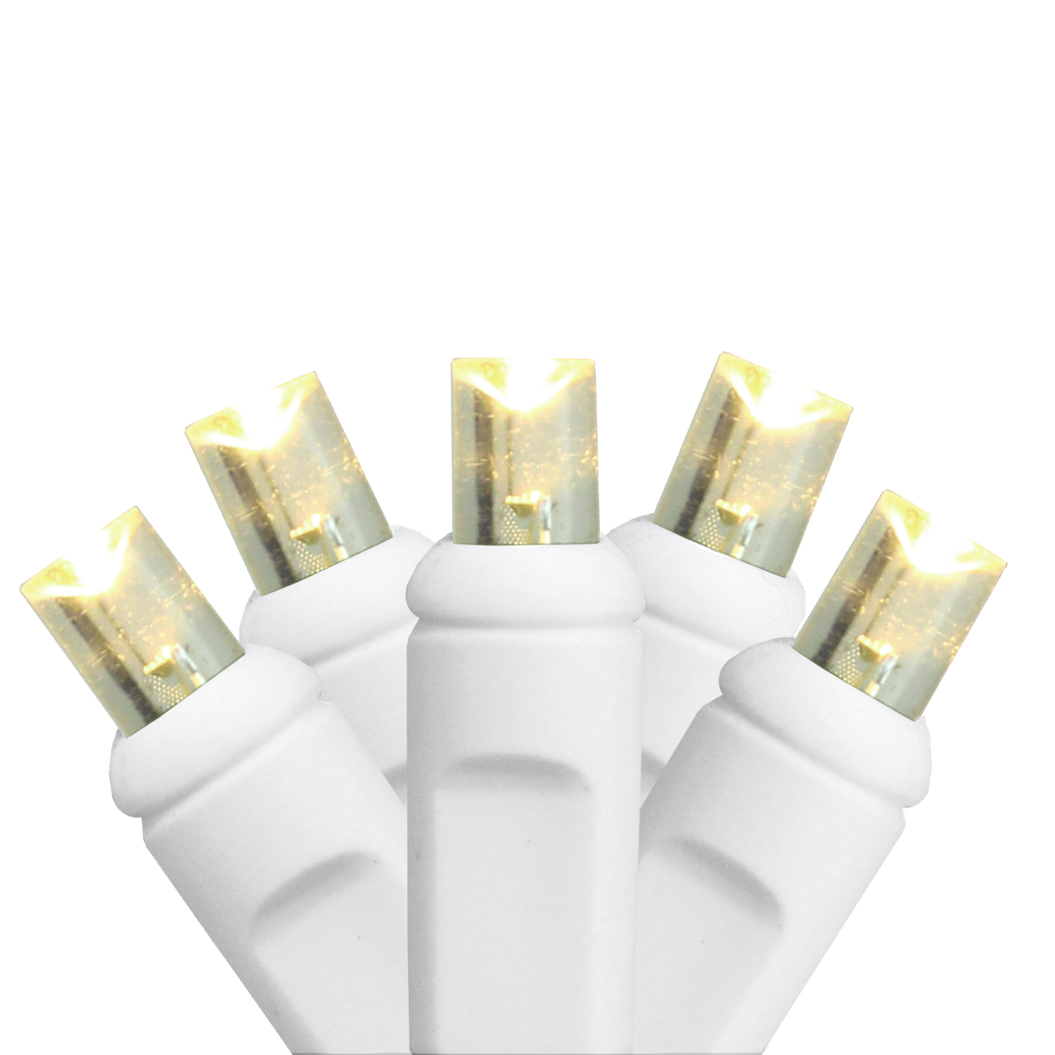 HUB Wide Angle Christmas Lights - 17.5ft White Wire - Warm White LED - 35ct
