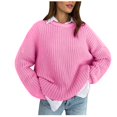 thumbnail image 1 of TIMIFIS Chandails pour Femmes Chandail Chandail Haut Col Rond Manches Longues Surdimensionné Tricot Douillet Épais Chaud chandail Hiver Automne Chandail Haut Vêtements d'Extérieur Automne/hiver, 1 of 5