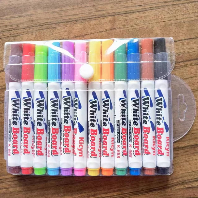 Qiopertar 8/12 Pack Water-Based Whiteboard Pen, Erasable Markers with Black Red Green Blue, Dry Erase Pens for Office