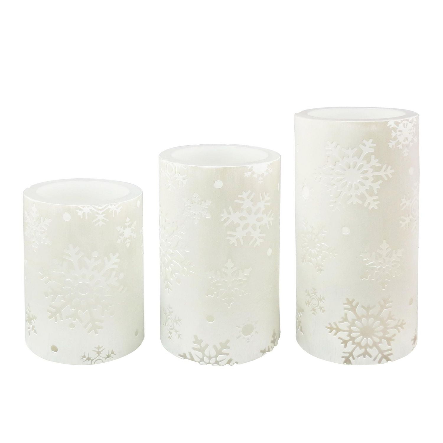 Hometrends Bougie pilier LED flocon de neige blanche en relief avec télécommande