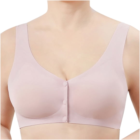 Virmaxy Womens Wireless Bra Solid Color Wirefree High Elastic Large Size Comfortable Bra Solid Color Non Steel Ring High Elastic Oversized Comfortable Bra Pink XXL