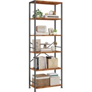 Tier Book Shelf  Tall Wide Bookshelf  Industrial Open Bookcase  Display Shelves Storage Organizer  Shelving Unit for Living Room  Home Office  Bedroom  Rustic