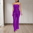 thumbnail image 2 of Wdgfv Robe à Paillettes pour Femmes Sans Manches, Combinaison Sans Bretelles à Paillettes pour Soirée, Violet P, 2 of 6