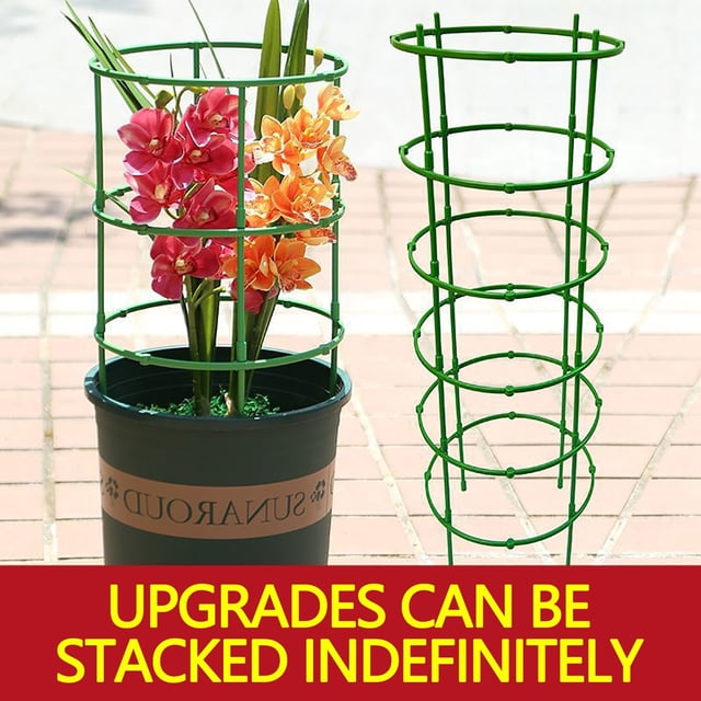 MTBLYS Support Cage Climbing Tomato Cage with Stakes and Stabilizing Ring Adjustable Height 3 Ring Set Easy Assembly Garden Support for Flowers Vines