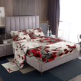 thumbnail image 1 of Erosebridal Ensemble de Draps à Fleurs Rouges Format Grand, Draps à Fleurs Vintage Grand, Ensembles de Draps Grand à Encre Aquarelle, Décoratif et Respirant pour la Chambre, 4 Pcs, 1 of 6