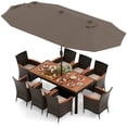 thumbnail image 1 of Costway Ensemble de Salle à Manger de Patio 11 Pcs avec Parasol de Patio Double Face de 15 Pi (Base Incluse) Café, 1 of 10