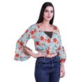 thumbnail image 3 of Moomaya Haut Court Imprimé pour Femmes Style Enveloppant Manches Longues à Volants Blouse d'Été Décontractée, 3 of 5