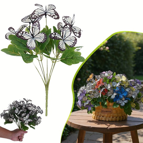 ZTTD 1 Bouquets de Fleurs Artificielles pour l'Extérieur, Fausses Fleurs Ne Décolorent Pas Plantes en Plastique Factices pour Décoration Jardinières Suspendues Extérieur&Intérieur Jardin Patio Porche Fenêtre Fête Style Ferme