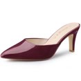 thumbnail image 1 of Allegra K Women's Pointed Toe Stiletto Heels Slide Mules Burgundy US 7, 1 of 6