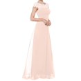 thumbnail image 3 of Bigersell Robes Midi de Fête pour Femmes Élégantes Offres Femme Col Rond Manches Courtes Maxi Robe de Demoiselle d'Honneur Style D-108 Robes Formelles Dames Robes d'Été Régulières, Beige TG, 3 of 6