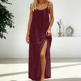 thumbnail image 4 of Mceream Robes Camisole Dos Nu pour Femmes Grande Taille Décontractées Sans Manches à Bretelles Spaghetti Robe de Maison Longue Robe d'Été avec Lien au Dos Robe de Détente d'Été Vêtements de Plage Vacances Bordeaux m, 4 of 7