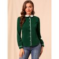 thumbnail image 2 of INSPIRE CHIC Women's Button Up Doll Collar Long Sleeve Work Shirt Green XL, 2 of 6