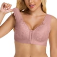 thumbnail image 1 of WRKEKC Wireless Bras for Women Front Closure Bra with Lace Trim and Push Up Padding for Light Support, 1 of 8