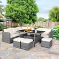 thumbnail image 1 of Patiojoy 7-Piece Wicker Patio Furniture Set Outdoor Rattan Sofa Set Conversation Couch Set Off White, 1 of 10