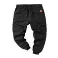 thumbnail image 2 of Men Solid Color Cargo Trousers  Loose Fit Drawstring Waist Long Pants, 2 of 4