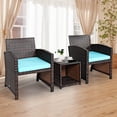 thumbnail image 2 of Costway 3PCS Patio Rattan Wicker Furniture Cushion Sofa Coffee Table Turquoise, 2 of 9
