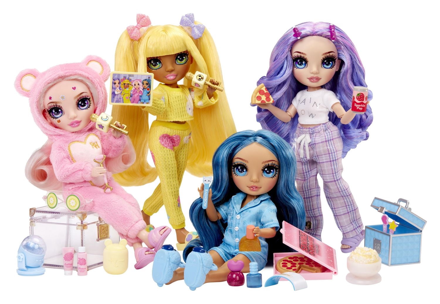 Soirée pyjama Rainbow High Jr High – Poupée articulée Bella (rose) de 9 po (23 cm)