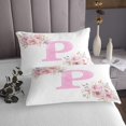 thumbnail image 3 of Erosebridal Ensembles de Courtepointe Initiales A-Z de Rêve pour Lit Simple, Ensemble de Lit Lettre Initiale P, Déco Rose Rose, 3 of 5
