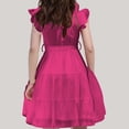 thumbnail image 5 of MIASHUI Elegant Girls Chiffon Party Dress With Ruffle Sleeves Neck Detail And Waist Belt For Festive Summer Occasions Hot Pink,150.00, 5 of 5