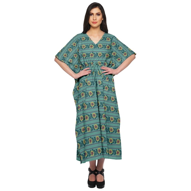 Moomaya Caftan de Plage, Paréo de Bikini, Robe Longue Maxi Caftan pour Femmes - 4TG-5TG