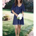 thumbnail image 4 of Robes pour Femmes Printemps Été Décolleté en V Profond Élégante Robe Courte à Nœud Bleu Marine P, 4 of 8