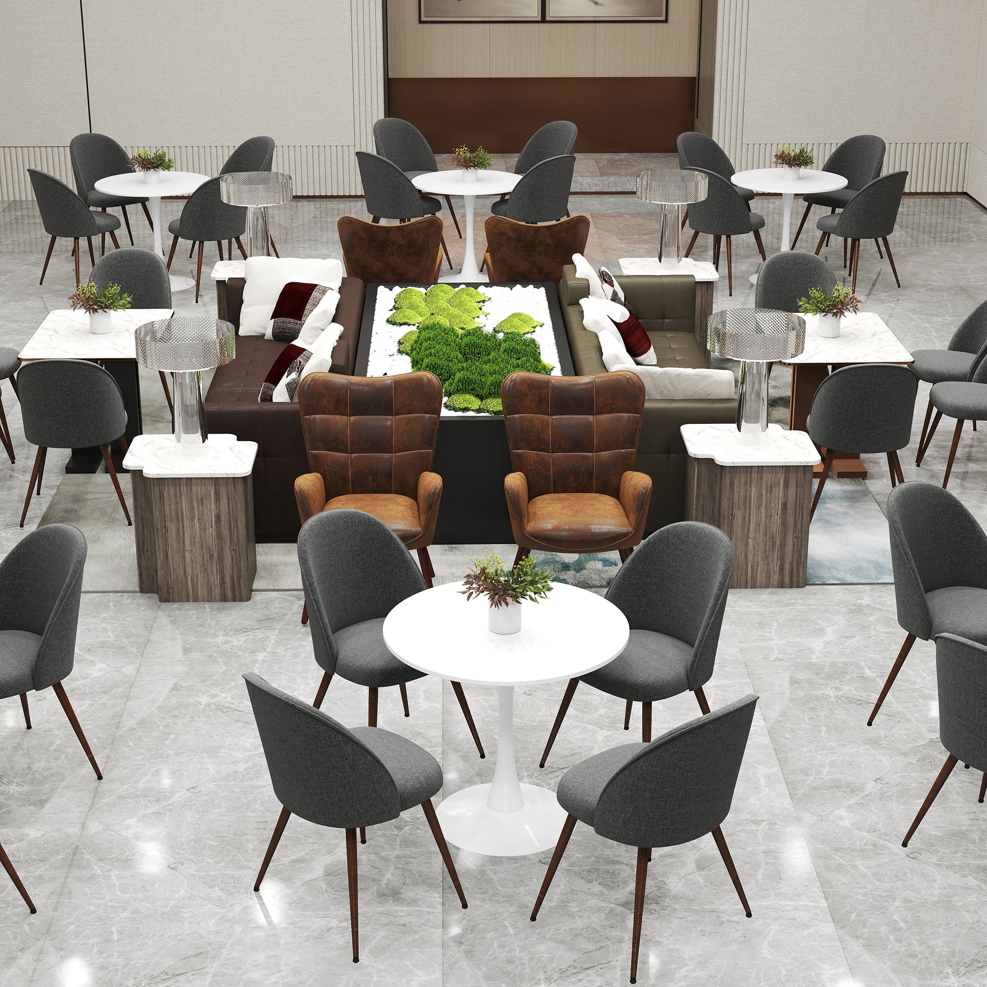 Homy Casa - Ensemble de 2 chaises de salle à manger en tissu avec coussin épais et pieds ajustables pour la cuisine ou l'appartement