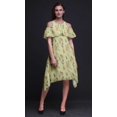 thumbnail image 4 of Bimba Robe Droite Évasée à Épaules Dénudées pour Femmes, Beige, Imprimée d'Oiseaux, à Volants devant - XXX-Large, 4 of 6
