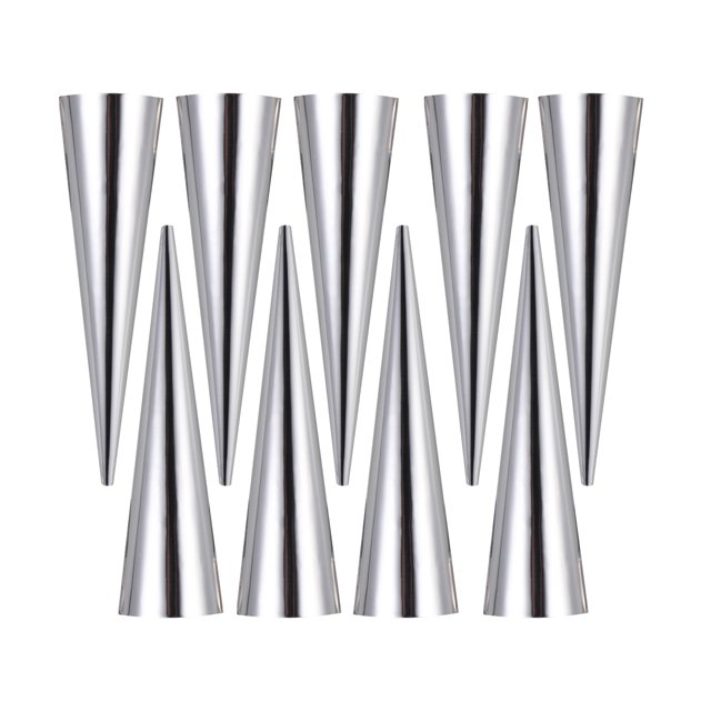 9pcs Stainless Steel Bread Baking Mold Conical Shaped Croissant Mould Bread Making Tools for Home Bakery (L Size)