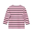 thumbnail image 3 of ShomPort Boys Girls T-Shirts 3/4 Sleeve Stripe Pattern Round Collared Lightweight Undershirt Cozy Soft Pullover Basic Layer Tees Tops, 3 of 4