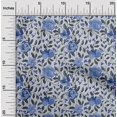 thumbnail image 2 of oneOone Tissu Popeline de Coton Sergé Bleu Moyen Floral Rétro Matériel de Robe Tissu Imprimé Tissu au Mètre 56 Pouces de Large, 2 of 5