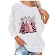 thumbnail image 2 of Meichang Christmas Shirts for Women Pink Leopard Xmas Tree Graphic T Shirts Raglan Long Sleeve Crew Neck Pullover Holiday Distressed Washed Sweatshirts, 2 of 5