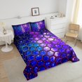 thumbnail image 4 of Erosebridal Kids Geometry Bedding Full Comforter Set, Purple Blue Down Comforter, Bling Galaxy Decor, Reversible 3pcs, 4 of 7